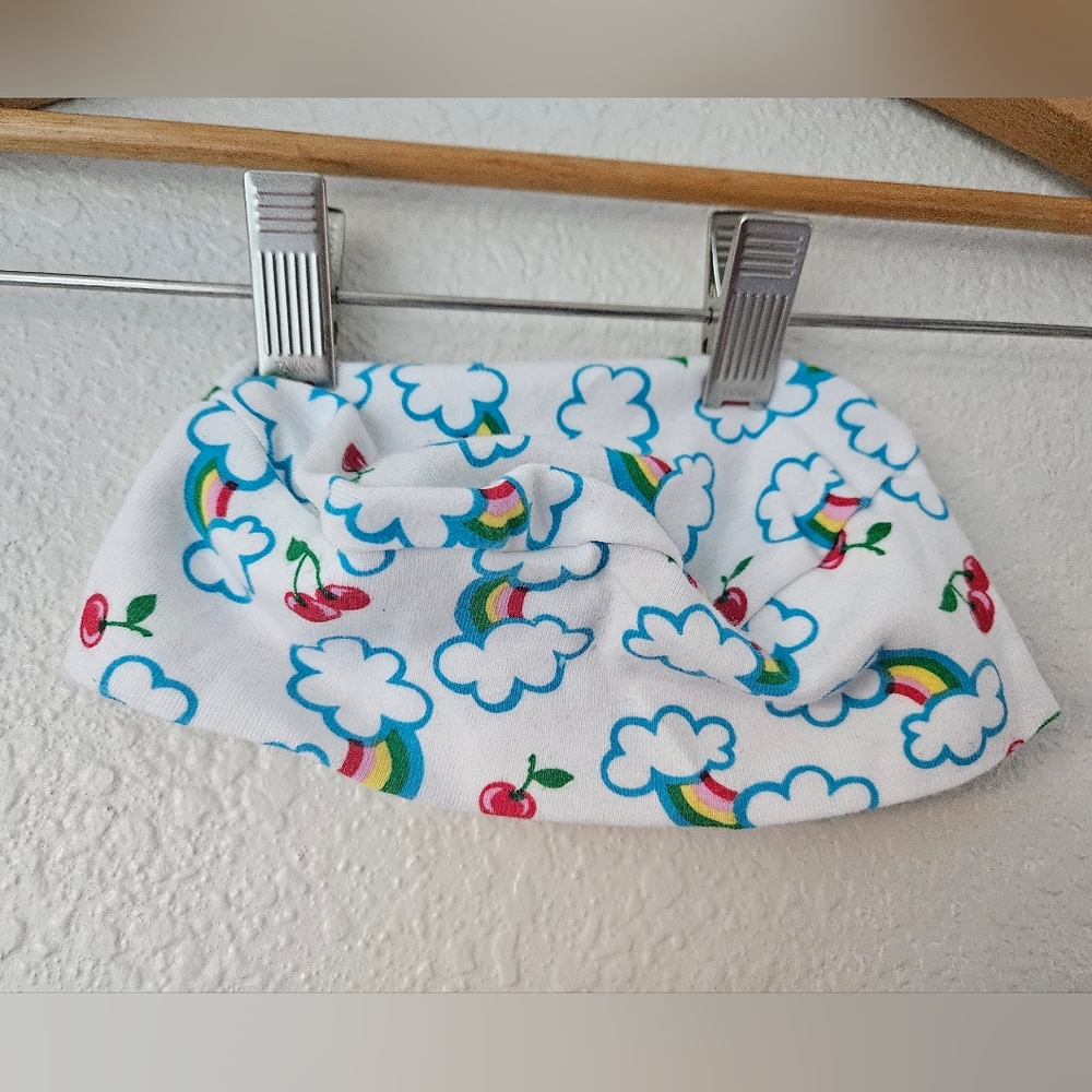 baby rainbows clouds and cherries 100% cotton hat indie